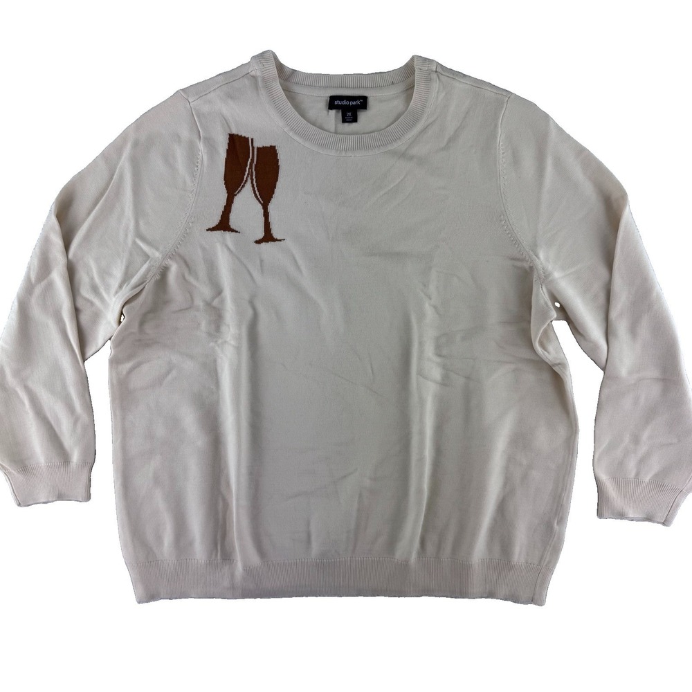 Studio Park X Alberti Popaj Icon Sweater Size 2X Champagne Creme
